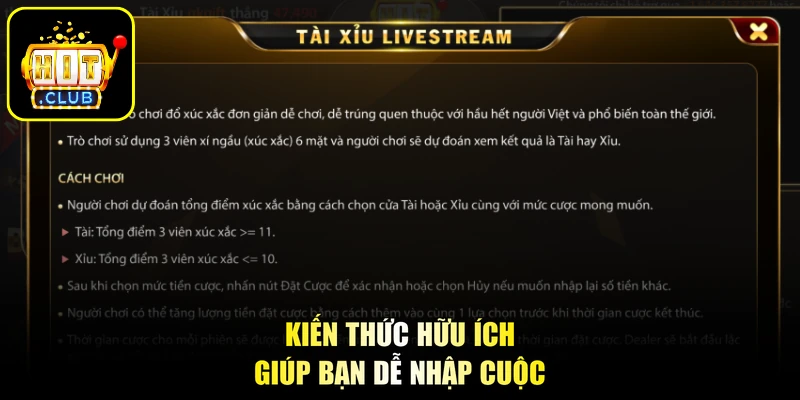 Live Tài Xỉu - Bàn Cược Thăng Hoa, Rinh Thưởng Mỏi Tay 2 Kiến thức hữu ích giúp bạn dễ nhập cuộc