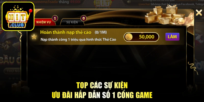 Top các sự kiện ưu đãi hấp dẫn số 1 cổng game